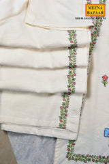 Cream Cotton Embroidered Cord Set