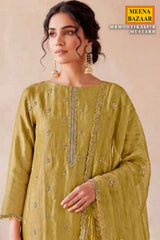 Mustard Crush Tissue Embroidered Suit