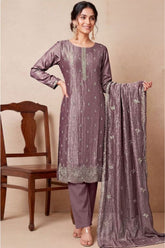 Mauve Crush Tissue Embroidered Suit