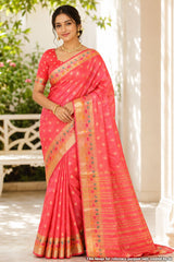 Morni Pink Silk Weaving Buti Saree
