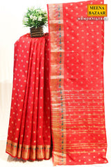 Morni Red Silk Weaving Buti Saree