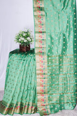 Sea Green Silk Saree with Woven Buti