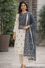 Tussar Cotton Embroidered Suit Piece – Elegant Everyday Ethnic Wear