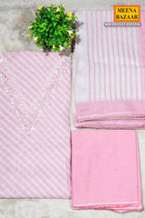 Pink Cotton Embroidered Unstitched Suit – Elegant Everyday Ethnic Wear