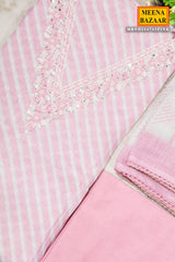 Pink Cotton Embroidered Unstitched Suit – Elegant Everyday Ethnic Wear