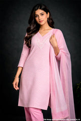 Pink Cotton Embroidered Unstitched Suit – Elegant Everyday Ethnic Wear
