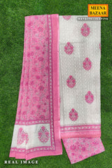 Pink Cotton Unstitched Suit with Elegant Embroidery