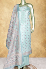 Sea Green Cotton Embroidered Unstitched Suit