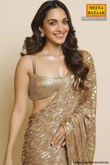 Fawn Georgette Embroidered Saree