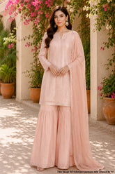 Copper Brown Georgette Sequin Embroidered 3Pc Unstitched Suit Set