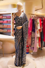 Navy Blue Party Wear Sequin Saree