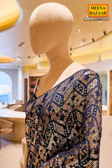 Navy Blue Party Wear Sequin Saree