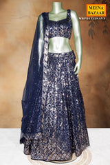 Navy Georgette Lehenga with Intricate Sequin Work