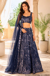 Navy Georgette Lehenga with Intricate Sequin Work