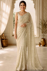 Champagne Gold Embroidered Saree
