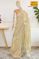 Champagne Gold Embroidered Saree