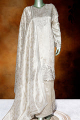 Gold Silk Unstitched Suit with Zari & Sequin Work