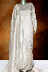 Gold Silk Unstitched Suit with Zari & Sequin Work