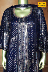 Navy Georgette Ready Made Suit with Elegant Sequence Work