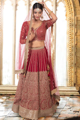 Maroon Zari & Sequin Lehenga