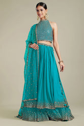 Firozi Georgette Lehenga