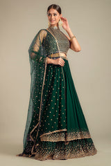 Green Georgette Lehenga