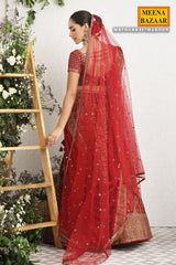 Maroon Embroidered Georgette Lehenga