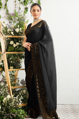 Black Georgette Gota Patti, Sequins, and Thread Embroidered Saree