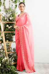 Gajari Georgette Gota Patti, Sequins, and Thread Embroidered Saree