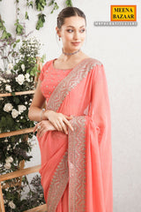 Gajari Georgette Sequins, and Gota Patti Embroidered Saree