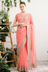 Gajari Georgette Sequins, and Gota Patti Embroidered Saree