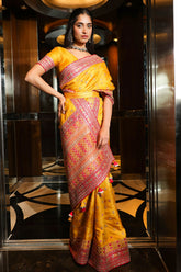 Mustard Silk Embroidered Saree