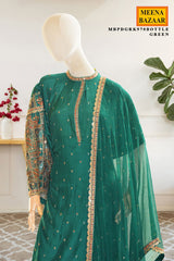Bottle Green Embroidered Silk Kurta Set