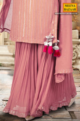 Mauve Georgette Sequin Embroidered Suit Set