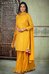 Mustard Georgette Unstitched Suit