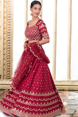 Maroon Zari & Sequin Lehenga