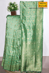 Sea Green Silk Saree with Elegant Weaving Jal