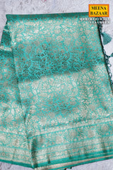 Rimzim Sea Green Silk Weaving Jaal Saree