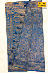 Rimzim Blue Silk Weaving Jaal Saree