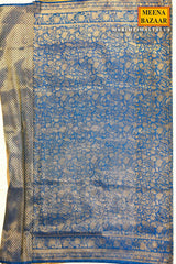Rimzim Blue Silk Weaving Jaal Saree