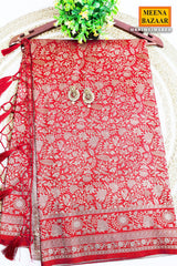 Red Silk Weaving Saree Elegant Festive & Wedding Wear