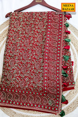 Maroon Georgette Saree with Sequin and Zari Work
