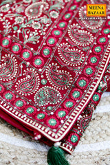 Maroon Georgette Saree with Sequin and Zari Work