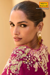 Rani Pink Thread Embroidered Cord Set for Festive Occasions