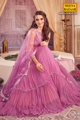 Mauve Georgette Sequins Embroidered Lehenga