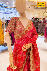 Red Embroidered Silk Saree Party & Festive Wear Saree