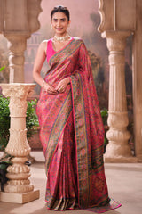 Rani Silk Weaving Saree Traditional Festive Wear