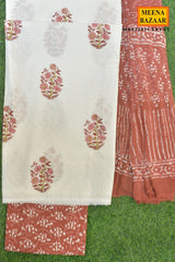 Floral Embroidered Suit Set with Dupatta
