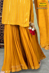 Mustard Georgette Unstitched Suit