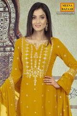 Mustard Sequin Georgette Unstitched Suit